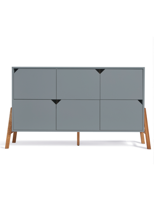 Cassettiera con 6 cassetti per la cameretta dei bambini in legno grigio e rovere Lotta by BellAmy