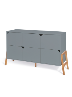 Cassettiera con 6 cassetti per la cameretta dei bambini in legno grigio e rovere Lotta by BellAmy