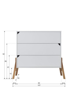 Cassettiera con 3 cassetti per la cameretta dei bambini in legno bianco e rovere Lotta by BellAmy