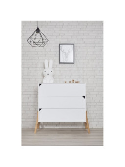 Cassettiera con 3 cassetti per la cameretta dei bambini in legno bianco e rovere Lotta by BellAmy