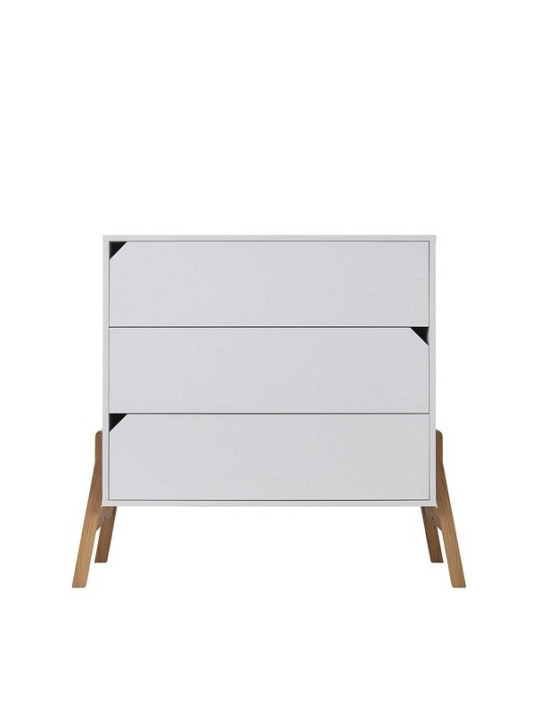 Cassettiera con 3 cassetti per la cameretta dei bambini in legno bianco e rovere Lotta by BellAmy