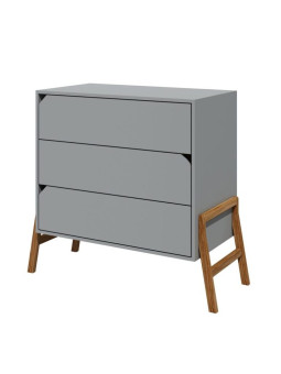 Cassettiera con 3 cassetti per la cameretta dei bambini in legno grigio e rovere Lotta by BellAmy