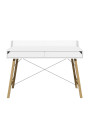 Desk for the children's room in white and oak wood with two large drawers and back edge Lotta by BellAmy