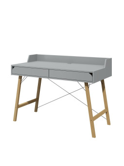 Scrivania per la cameretta dei bambini in legno bianco e rovere con due ampi cassetti e bordo posteriore Lotta by BellAmy