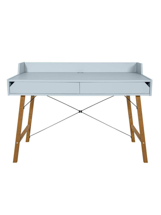 Desk for the children's room in blue and oak wood with two large drawers and back edge Lotta by BellAmy