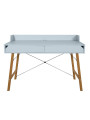 Desk for the children's room in blue and oak wood with two large drawers and back edge Lotta by BellAmy