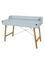 Desk for the children's room in blue and oak wood with two large drawers and back edge Lotta by BellAmy