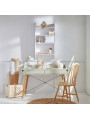 Desk for the children's room in sage green and oak wood with two large drawers and back edge Lotta by BellAmy