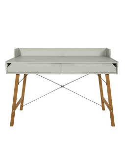 Scrivania per la cameretta dei bambini in legno verde salvia e rovere con due ampi cassetti e bordo posteriore Lotta by BellAmy