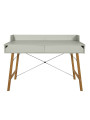 Desk for the children's room in sage green and oak wood with two large drawers and back edge Lotta by BellAmy