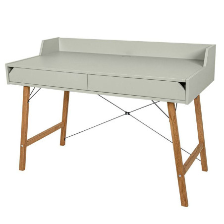 Scrivania per la cameretta dei bambini in legno verde salvia e rovere con due ampi cassetti e bordo posteriore Lotta by BellAmy