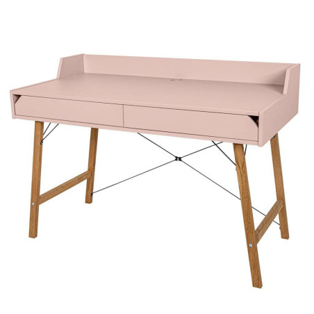 Scrivania per la cameretta dei bambini in legno rosa e rovere con due ampi cassetti e bordo posteriore Lotta by BellAmy