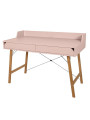 Scrivania per la cameretta dei bambini in legno rosa e rovere con due ampi cassetti e bordo posteriore Lotta by BellAmy