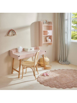 Scrivania per la cameretta dei bambini in legno rosa e rovere con due ampi cassetti e bordo posteriore Lotta by BellAmy