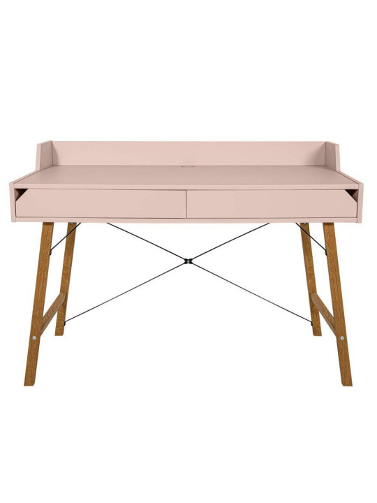 Scrivania per la cameretta dei bambini in legno rosa e rovere con due ampi cassetti e bordo posteriore Lotta by BellAmy