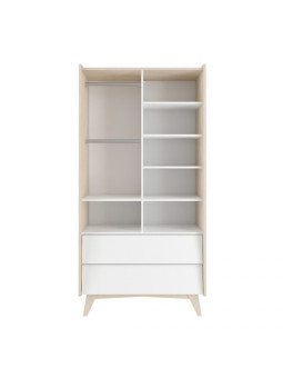 Armadio Guardaroba a 2 ante per la cameretta dei Bambini in MDF Bianco e Betulla So Sixty by BellAmy