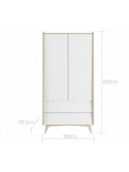 2-door wardrobe for the Children's Bedroom in white / birch MDF So Sixty by BellAmy