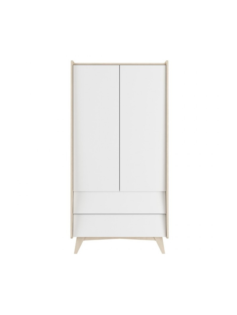 2-door wardrobe for the Children's Bedroom in white / birch MDF So Sixty by BellAmy