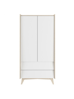 Armadio Guardaroba a 2 ante per la cameretta dei Bambini in MDF Bianco e Betulla So Sixty by BellAmy