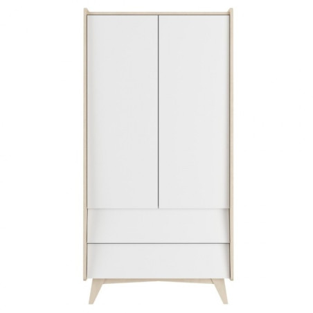 2-door wardrobe for the Children's Bedroom in white / birch MDF So Sixty by BellAmy