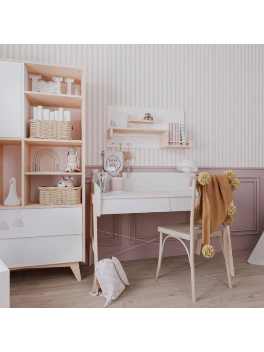 White and oak wooden shelf for children ideal as a shelf for books and toys So Sixty by BellAmy