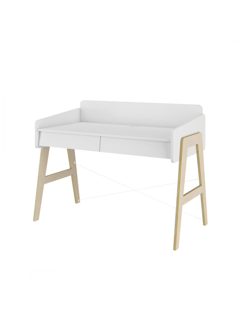 Desk for the children's room in white and oak wood with two large drawers and back edge So Sixty by BellAmy