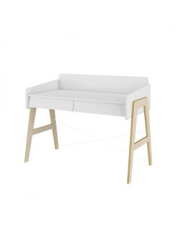 Desk for the children's room in white and oak wood with two large drawers and back edge So Sixty by BellAmy