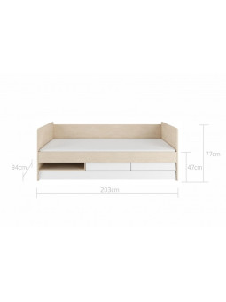 Divano Lettino 90x200 cm per la cameretta dei Bambini in legno bianco e betulla con cassettone So Sixty by BellAmy