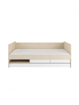 Divano Lettino 90x200 cm per la cameretta dei Bambini in legno bianco e betulla con cassettone So Sixty by BellAmy