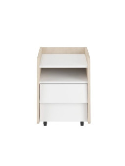 Small chest of drawers bedside table on wheels for the Children's Bedroom in white / birch MDF So Sixty by BellAmy