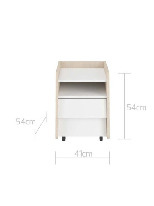 Small chest of drawers bedside table on wheels for the Children's Bedroom in white / birch MDF So Sixty by BellAmy