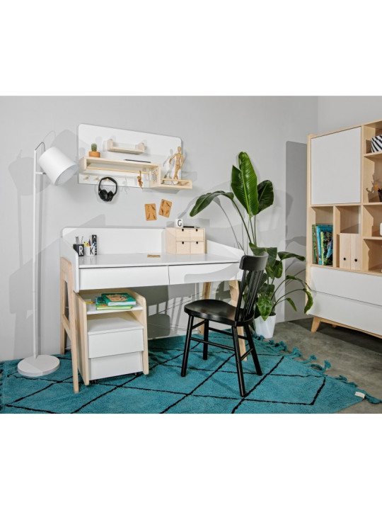Small chest of drawers bedside table on wheels for the Children's Bedroom in white / birch MDF So Sixty by BellAmy