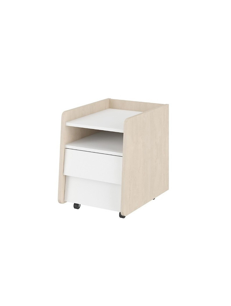 Small chest of drawers bedside table on wheels for the Children's Bedroom in white / birch MDF So Sixty by BellAmy