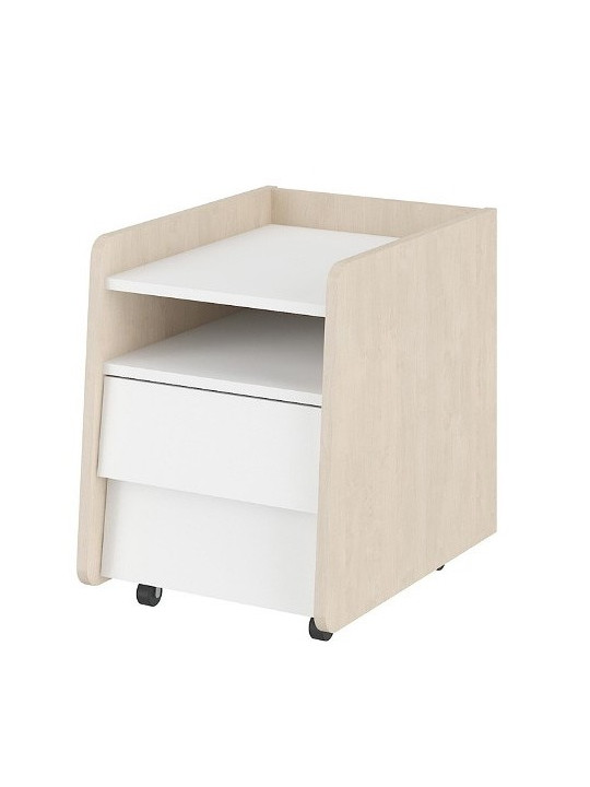 Small chest of drawers bedside table on wheels for the Children's Bedroom in white / birch MDF So Sixty by BellAmy