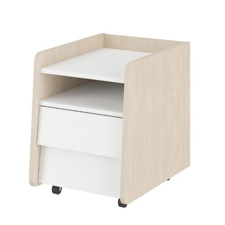 Piccola cassettiera comodino su rotelle per la cameretta dei Bambini in MDF Bianco e Betulla So Sixty by BellAm