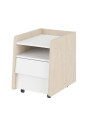 Piccola cassettiera comodino su rotelle per la cameretta dei Bambini in MDF Bianco e Betulla So Sixty by BellAm