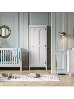 Children's wardrobe 1 door in white wood Milenne collection by VOX - With Parisian-chic style mouldings