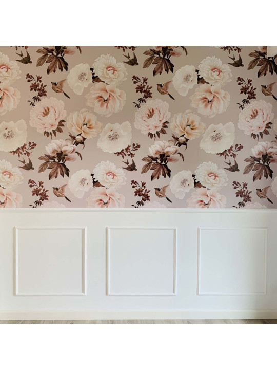 Wallpaper for Children's Bedroom Peonies and birds by Dekornik
