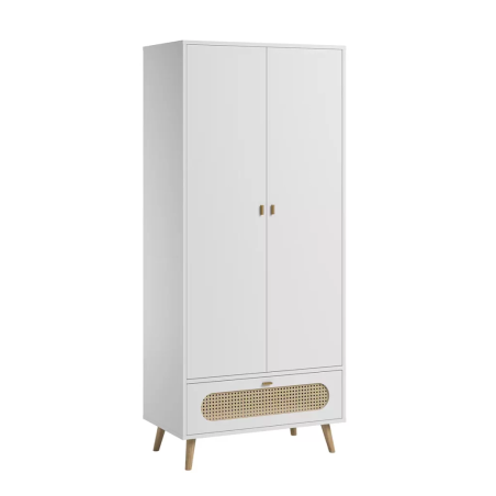 Armadio per Bambini 2 Ante in legno bianco e rattan collezione Canne  di VOX