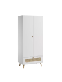 Children's wardrobe 2 door in white wood and rattan Canne collection by VOX