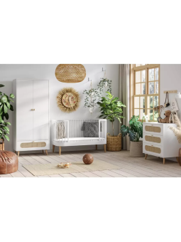 Armadio per Bambini 2 Ante in legno bianco e rattan collezione Canne  di VOX
