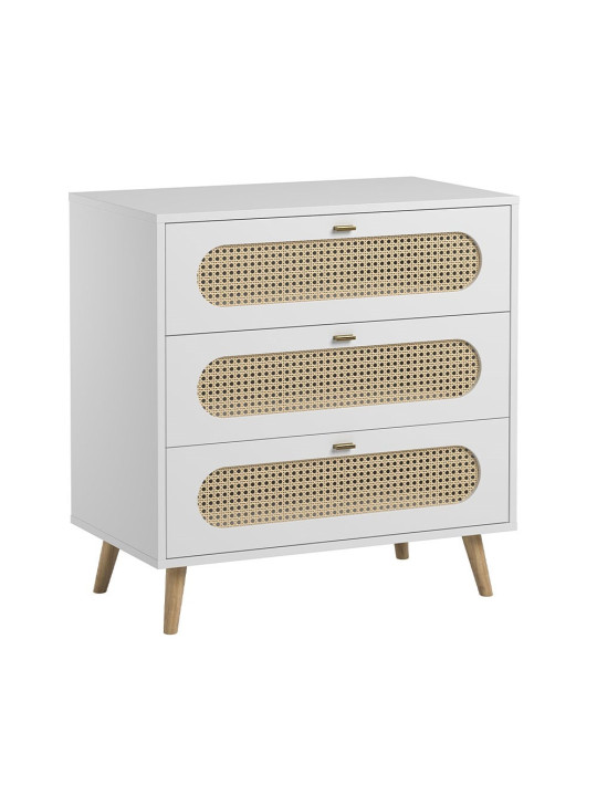Children's chest of 3 drawers with changing table in white wood Canne collection by VOX