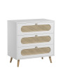 Children's chest of 3 drawers with changing table in white wood Canne collection by VOX