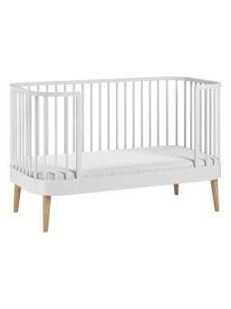 Culla ovale trasformabile in lettino 70x140 per Bambini in legno bianco collezione Paris di VOX