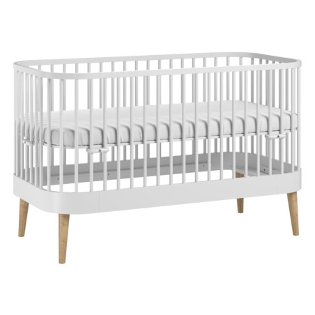 Culla ovale trasformabile in lettino 70x140 per Bambini in legno bianco collezione Paris di VOX