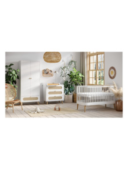 Culla ovale trasformabile in lettino 70x140 per Bambini in legno bianco collezione Paris di VOX