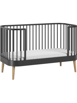 Children's oval cot bed 70x140 in black wood Paris collection by VOX