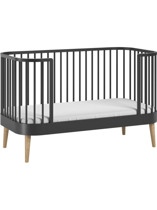 Children's oval cot bed 70x140 in black wood Paris collection by VOX