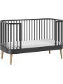 Children's oval cot bed 70x140 in black wood Paris collection by VOX