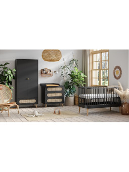 Children's oval cot bed 70x140 in black wood Paris collection by VOX